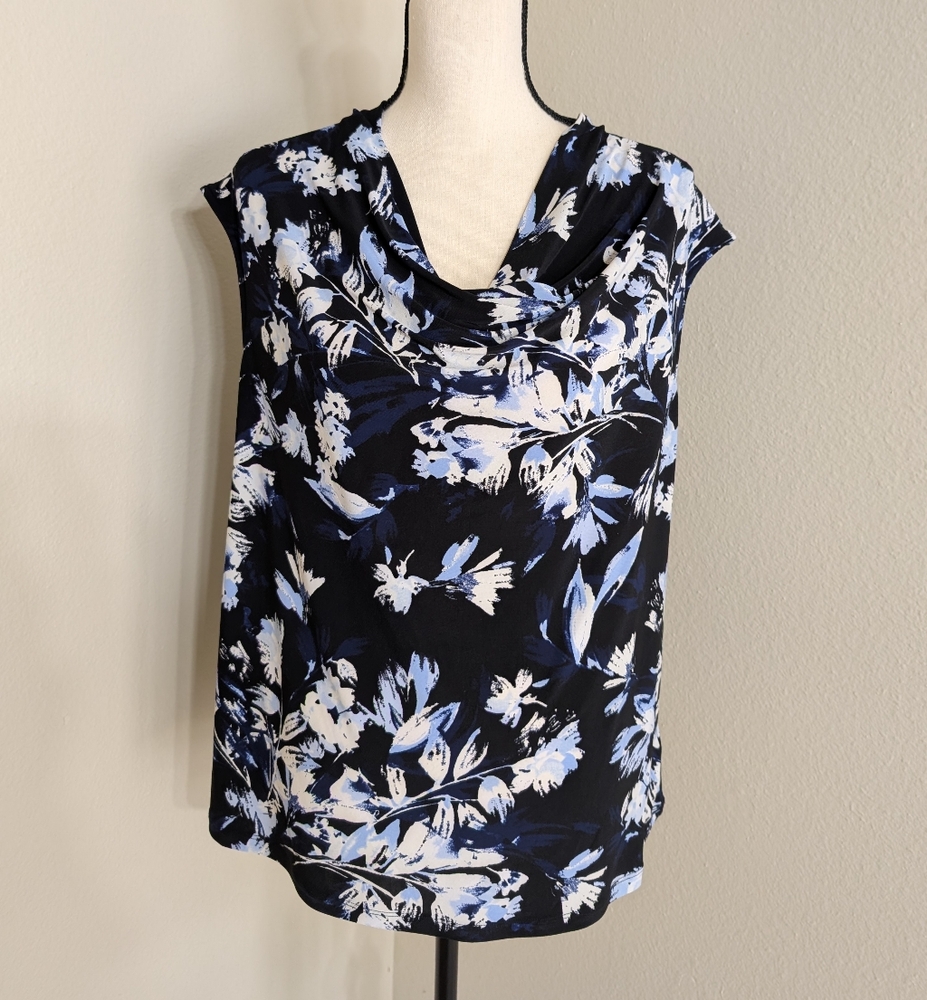 NWOT Kasper Printed Cowlneck Sleeveless Pull-On Top - Picture 3 of 5